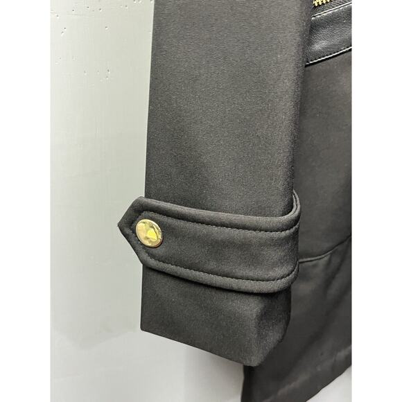 Via Spiga Coat Womens Small Black Button Trench Coat Soft Shell Gold accents - Picture 7 of 10